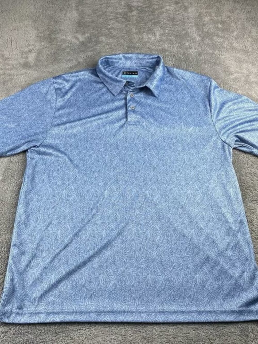 PGA TOUR Pro Series Golf Polo Mens Large Blue Micro Geo Printed Short Sleeves